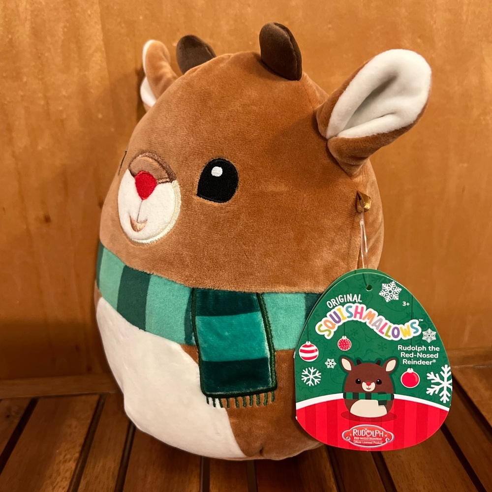 NWT 8” Rudolph the Red Nose Reindeer Squishmallow Christmas scarf deer doe scarf - Picture 2 of 5